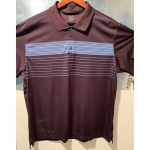 Tasso Elba Golf Performance Polo Shirt Dark Cherry Blue Stripes 2XL NEW w/Tags